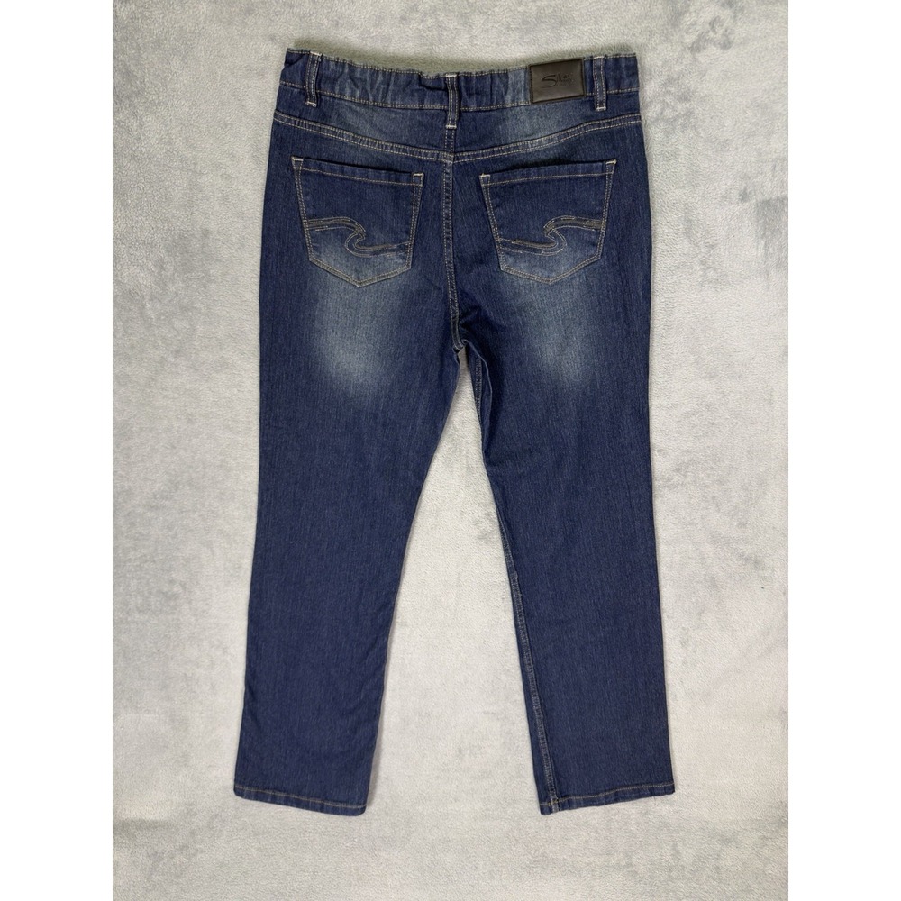 Silver Jeans Boys 16 Blue Dark Wash Zane 1214 Relaxed Straight Adjustable Waist‎ - Picture 2 of 9